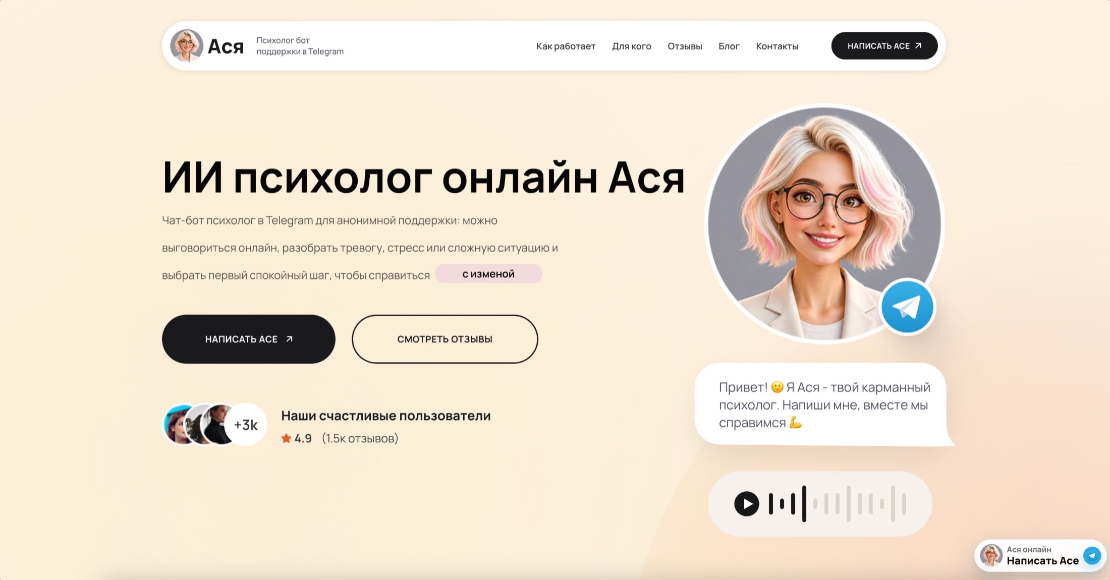 Ася — интерфейс продукта